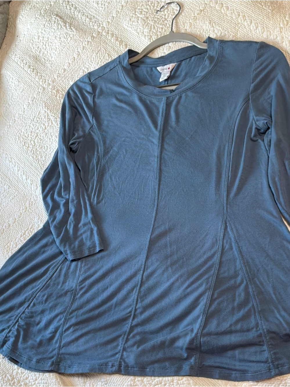 intro. Heart Dusty Blue Women's Knit Tunic Top